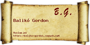 Balikó Gordon névjegykártya